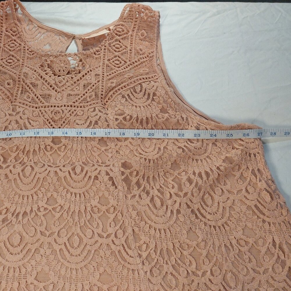 Women's Blush Pink EVRI Boho Crochet Lace Lined Sleeveless Tank Top Size 4X - Picture 11 of 16